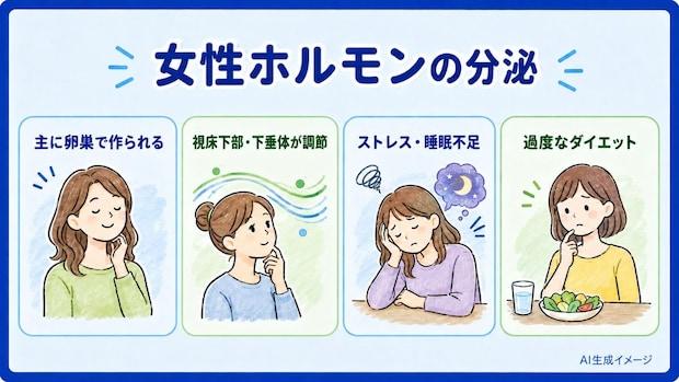 女性ホルモンはどこから分泌されるの?