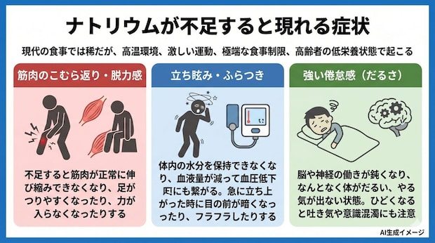 ナトリウムが不足すると現れる症状