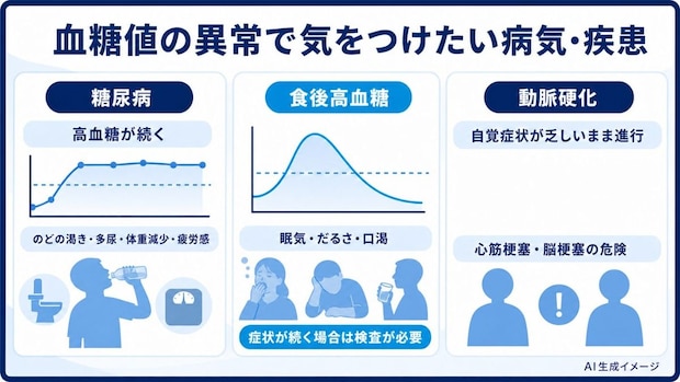 「血糖値」の異常で気をつけたい病気・疾患