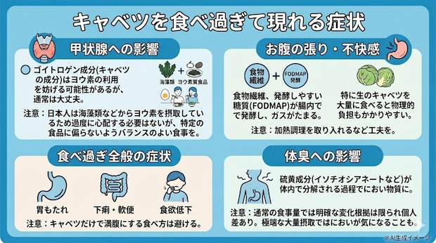 キャベツを食べ過ぎて現れる症状