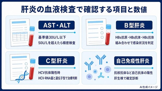 肝炎の血液検査で確認する項目と結果の数値