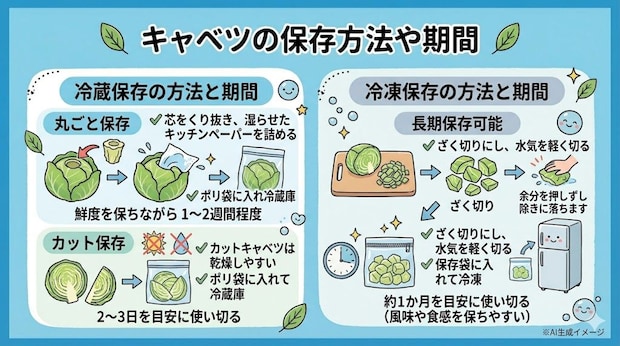 キャベツの保存方法や期間