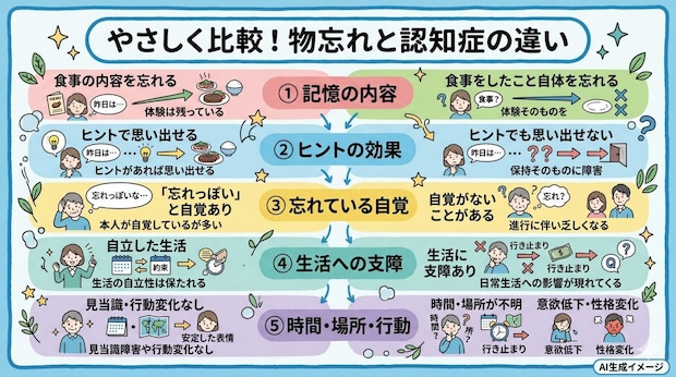 物忘れと認知症による物忘れにはどんな違いがある?