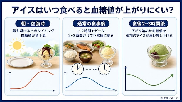 アイスはいつ食べると血糖値が上がりにくい？