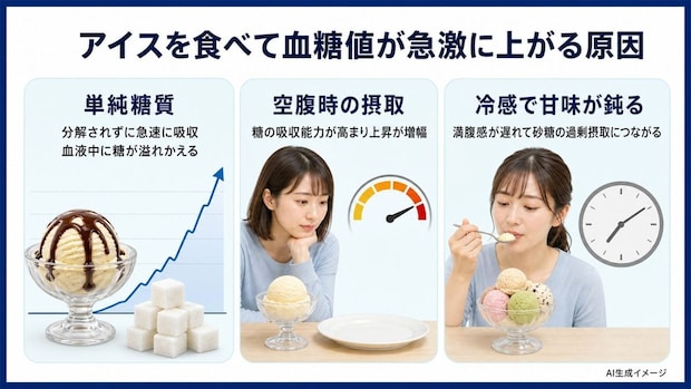 アイスを食べて血糖値が急激に上がる原因
