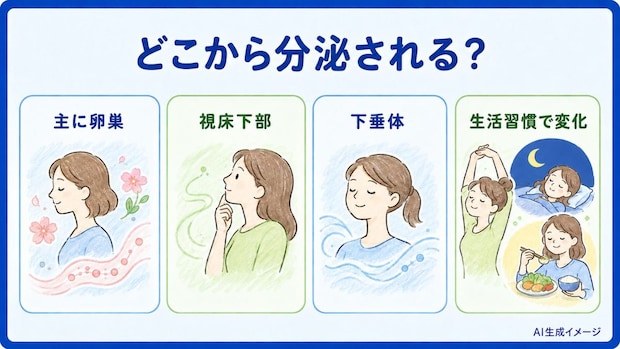 女性ホルモンはどこから分泌されるの？