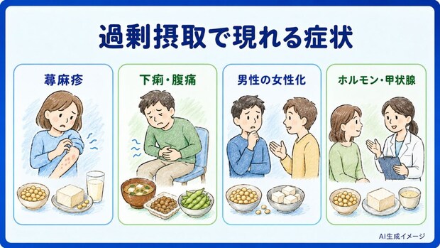 大豆製品を過剰摂取した際に現れる症状