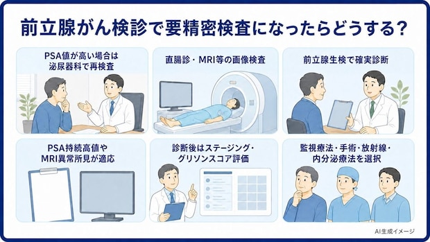 前立腺がん検診で要精密検査になったらどうする？