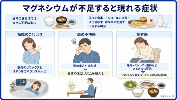 マグネシウムが不足すると現れる症状