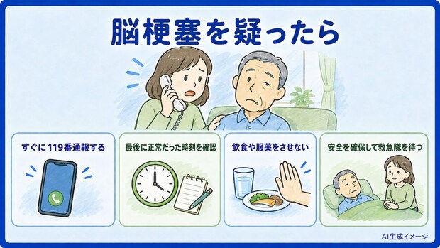 脳梗塞を疑う顔つきになったらどうしたらいい？
