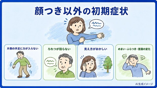 顔つき以外で考えられる脳梗塞を疑う初期症状