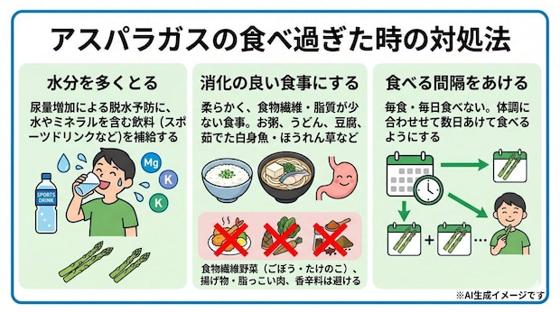 アスパラガスの食べ過ぎた時の対処法