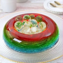 まるでAIスイーツ！キラキラレインボーゼリー