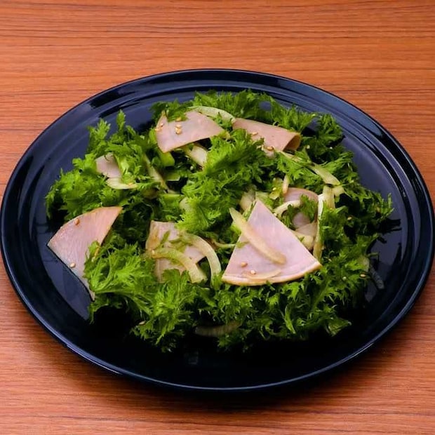 簡単副菜！わさび菜とハムの中華サラダ