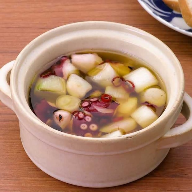 ササッとおつまみ！ねぎとたこのアヒージョ