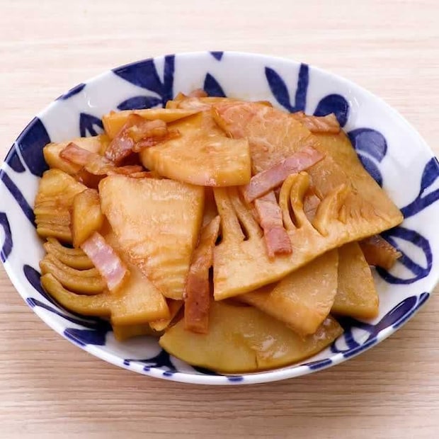 やみつき副菜！たけのことベーコンのオイスター炒め