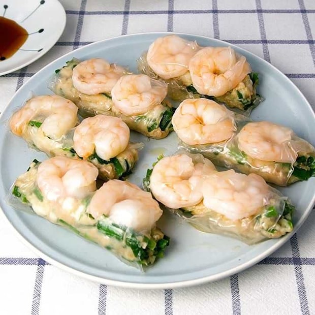 レンジで簡単♪ライスペーパーえび蒸し餃子