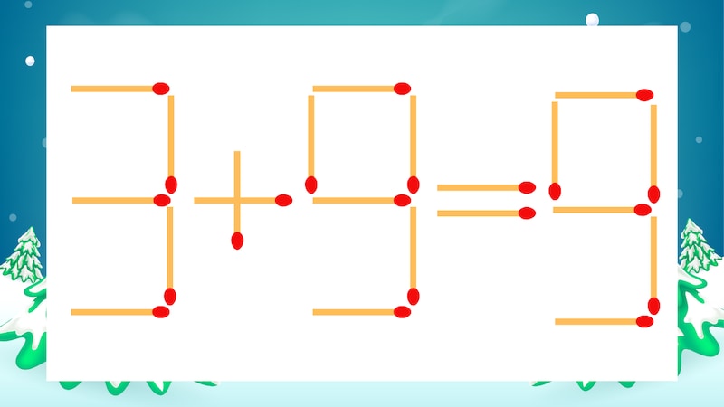【マッチ棒クイズ】1本だけ動かして正しい式に：3+9=9？