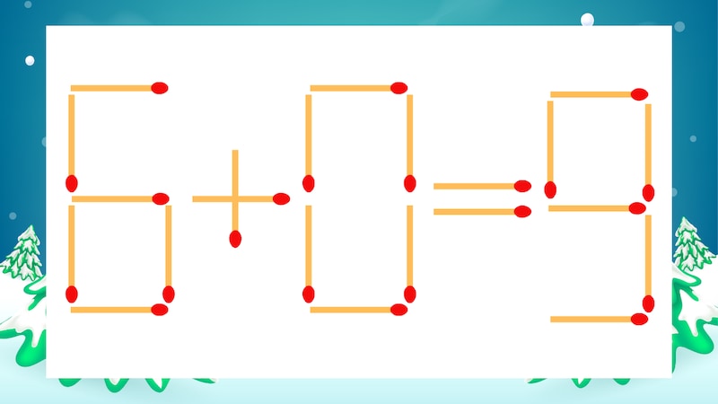 【マッチ棒クイズ】1本だけ動かして正しい式に：6+0=9？の画像