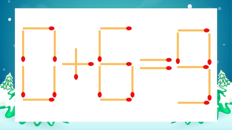 【マッチ棒クイズ】1本だけ動かして正しい式に：0+6=9？の画像
