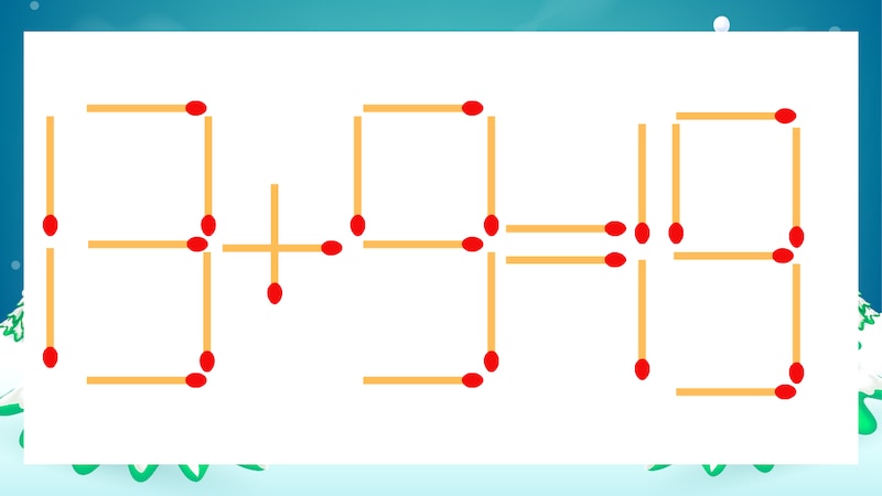 【マッチ棒クイズ】1本だけ動かして正しい式に：13+9=19？