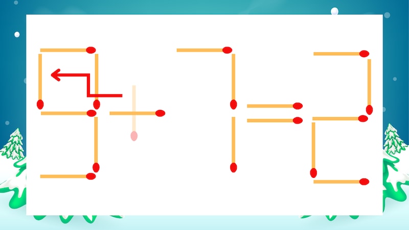 【マッチ棒クイズ】1本だけ動かして正しい式に:3+7=2?の正解画像