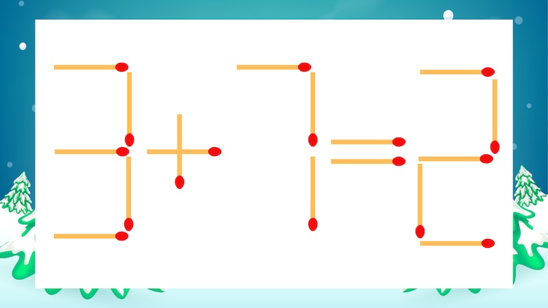 【マッチ棒クイズ】1本だけ動かして正しい式に:3+7=2?の画像