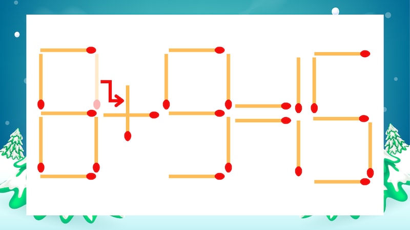 【マッチ棒クイズ】1本だけ動かして正しい式に：8-9=15？の正解画像