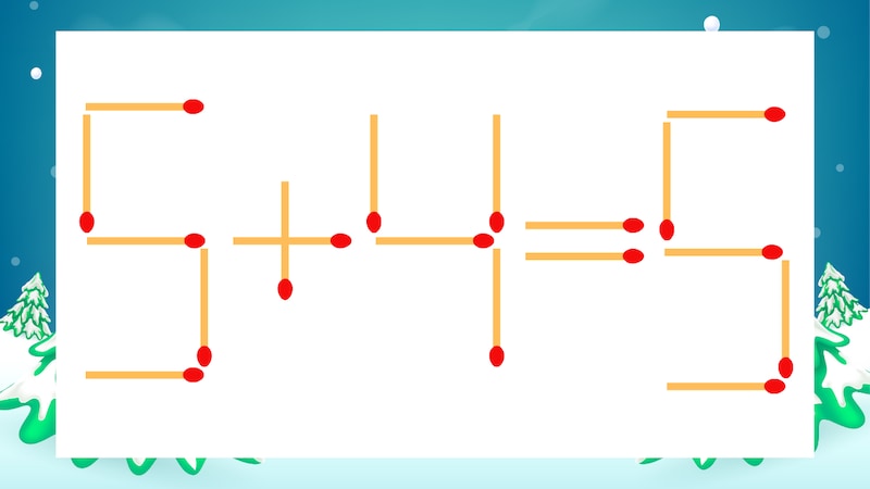 【マッチ棒クイズ】1本だけ動かして正しい式に:5+4=5?