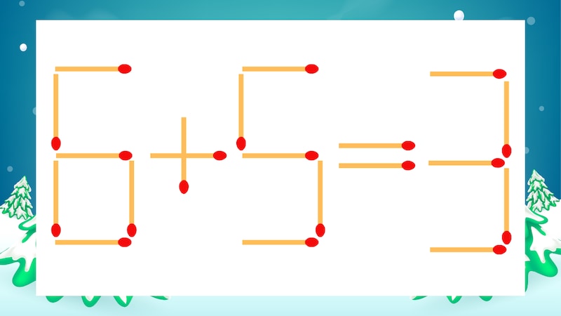 【マッチ棒クイズ】1本だけ動かして正しい式に:6+5=3?