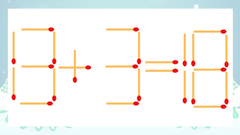 【マッチ棒クイズ】1本だけ動かして正しい式に:13+3=18?の画像