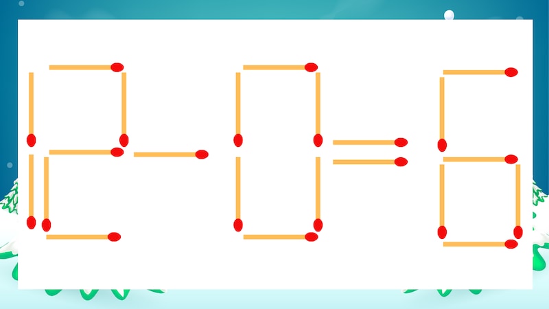 【マッチ棒クイズ】1本だけ動かして正しい式に:12-0=6?の画像