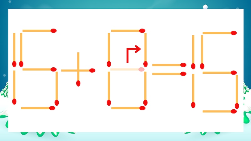 【マッチ棒クイズ】1本だけ動かして正しい式に:15+6=15?の正解画像