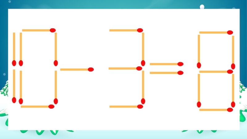 【マッチ棒クイズ】1本だけ動かして正しい式に:10-3=8?の画像