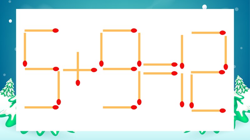 【マッチ棒クイズ】1本だけ動かして正しい式に:5+9=12?の画像