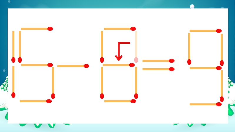【マッチ棒クイズ】1本だけ動かして正しい式に:15-0=9?の正解画像
