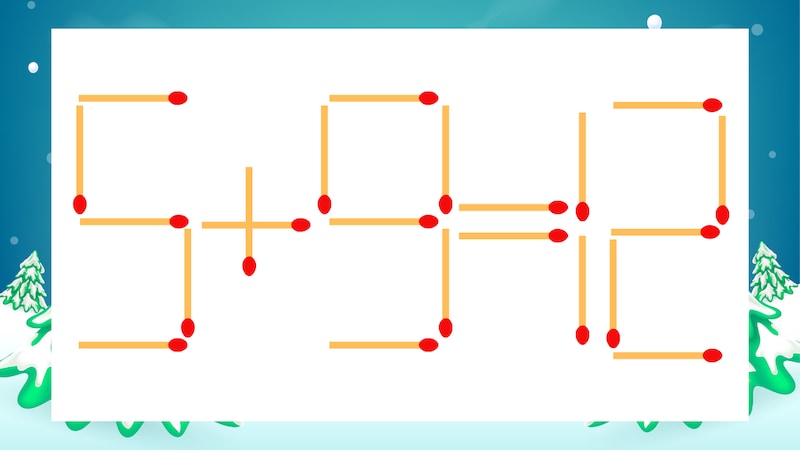 【マッチ棒クイズ】1本だけ動かして正しい式に：5+9=12？