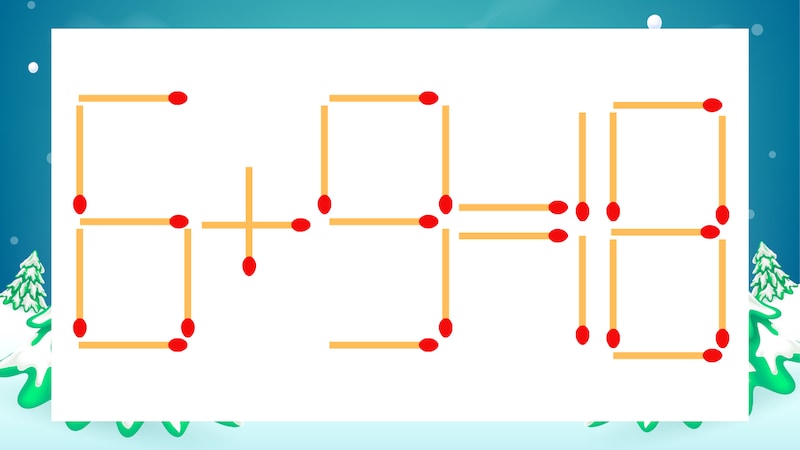 【マッチ棒クイズ】1本だけ動かして正しい式に：6+9=18？の画像