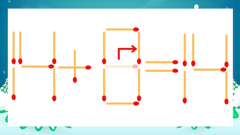 【マッチ棒クイズ】1本だけ動かして正しい式に：14+6=14？の正解画像