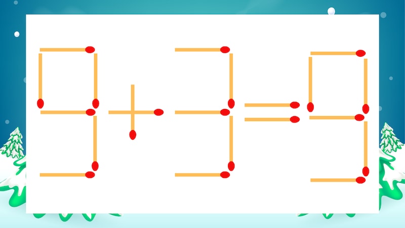 【マッチ棒クイズ】1本だけ動かして正しい式に：9+3=9？