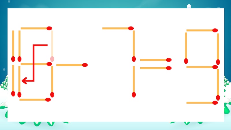 【マッチ棒クイズ】1本だけ動かして正しい式に：19-7=9？の正解画像