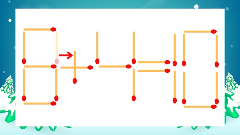 【マッチ棒クイズ】1本だけ動かして正しい式に：8-4=10？の正解画像