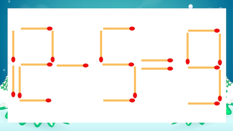 【マッチ棒クイズ】1本だけ動かして正しい式に：12-5=9？