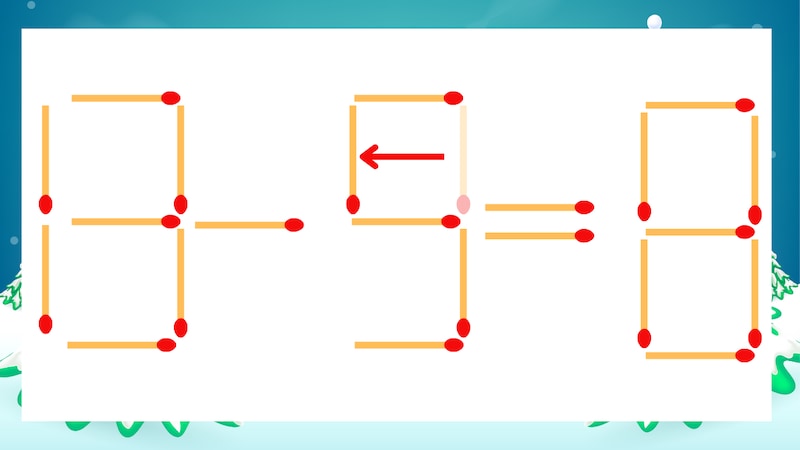 【マッチ棒クイズ】1本だけ動かして正しい式に：13-3=8？の正解画像