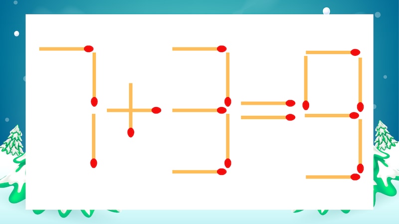 【マッチ棒クイズ】1本だけ動かして正しい式に：7+3=9？の画像