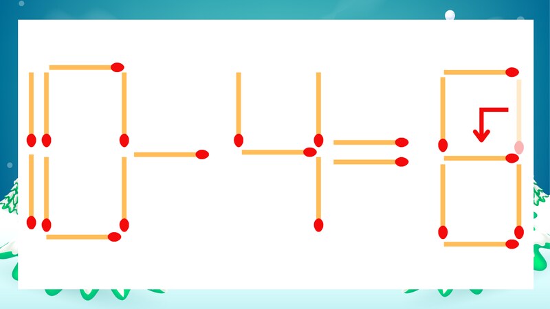 【マッチ棒クイズ】1本だけ動かして正しい式に：10-4=0？の正解画像