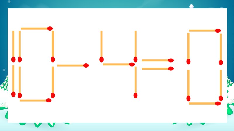 【マッチ棒クイズ】1本だけ動かして正しい式に：10-4=0？の画像