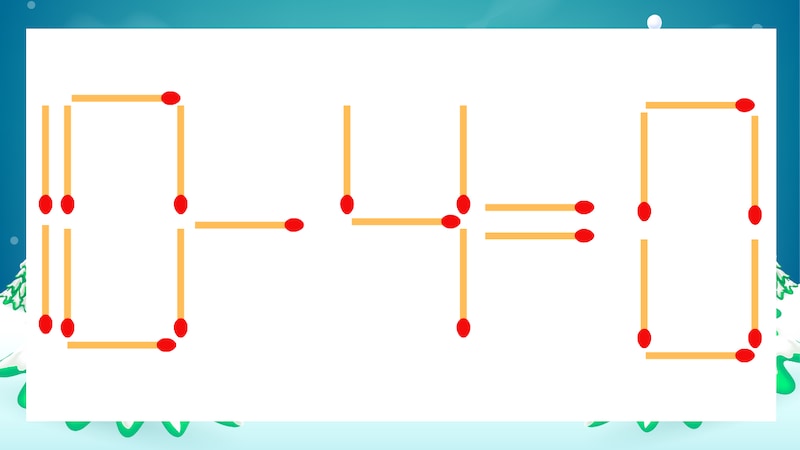 【マッチ棒クイズ】1本だけ動かして正しい式に：10-4=0？