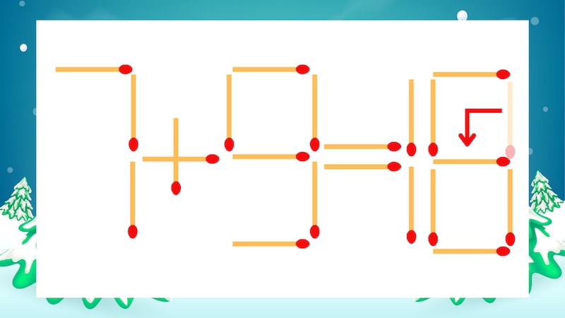 【マッチ棒クイズ】1本だけ動かして正しい式に:7+9=10?の正解画像