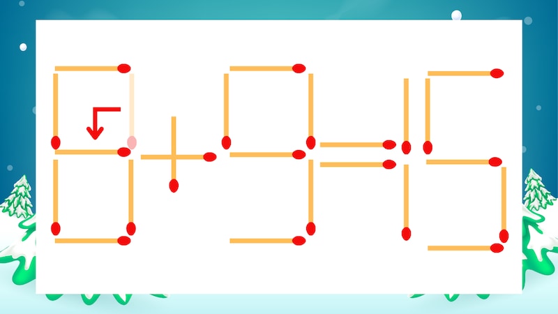 【マッチ棒クイズ】1本だけ動かして正しい式に:0+9=15?の正解画像